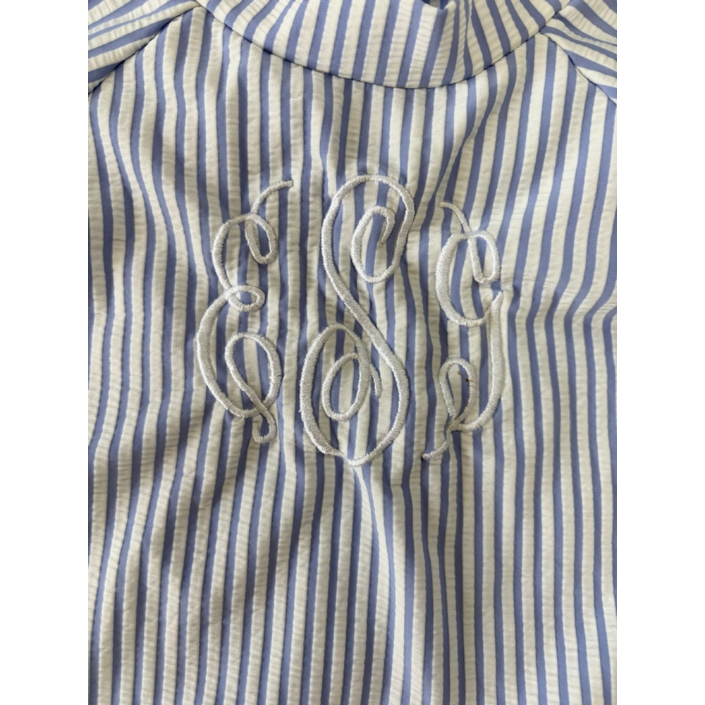 Girls RuffleButts Rashguard Swim Set 4T Blue White Striped - Picture 4 of 8
